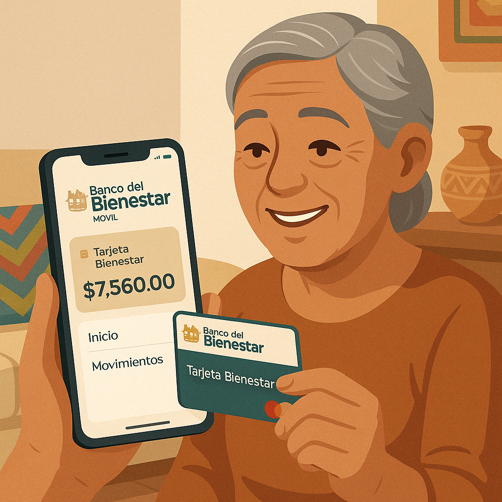 Aplicación móvil del Banco del Bienestar mostrando el saldo